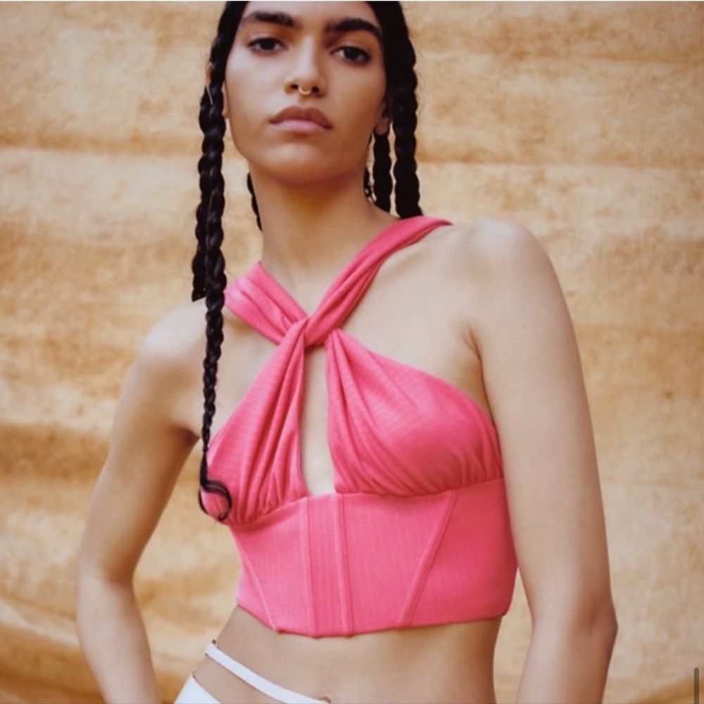 ZARA pink Ruched style corset top - Picture 1 of 6